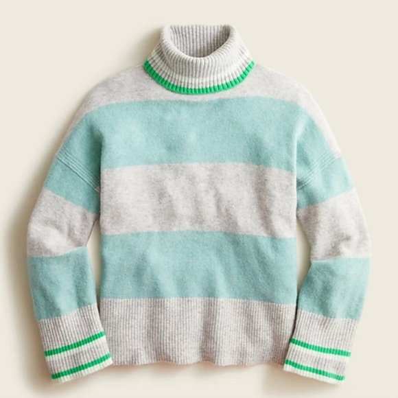 NWT J. Crew Striped Turtleneck Sweater in Supersoft Yarn XS - Picture 1 of 3